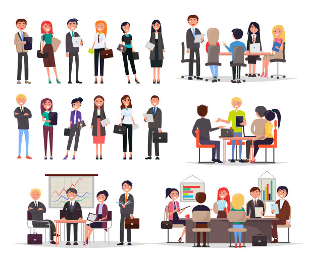 业务人员在团队中工作并创建项目素材图片