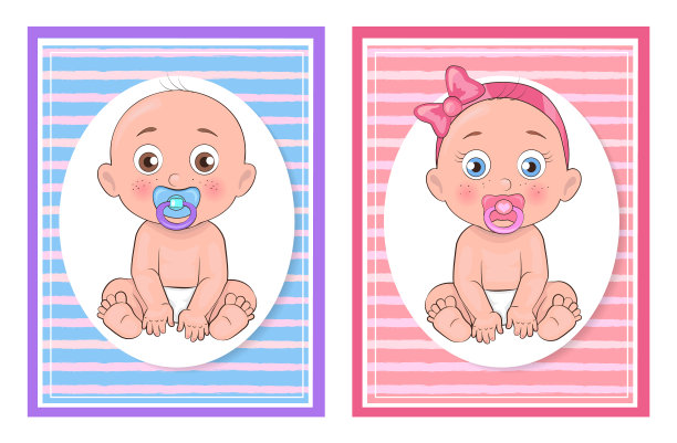 女孩和男孩的孩子集合矢量插图图片下载