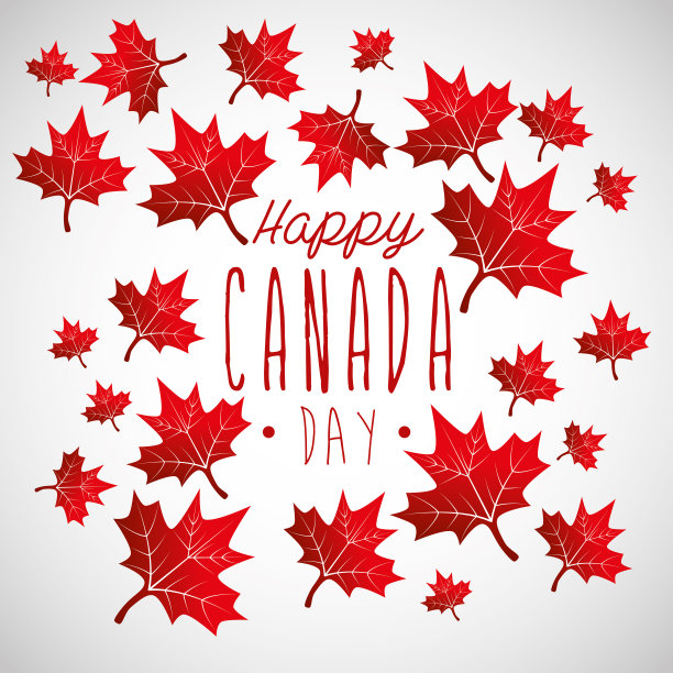 枫叶装饰的加拿大快乐日图片下载