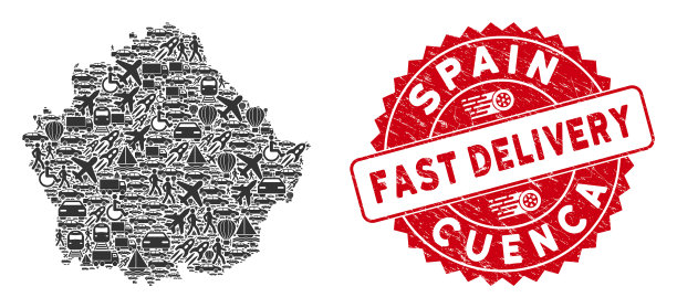 装运拼贴昆卡省地图与垃圾图片下载