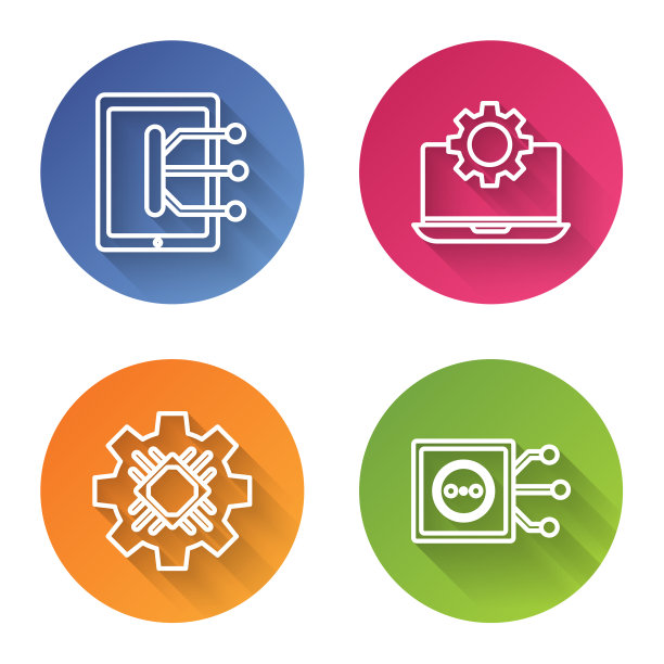 Set line平板电脑和齿轮处理器和图片下载