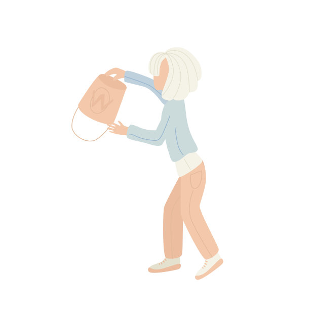 一个穿着围裙的女人在扔垃圾图片下载