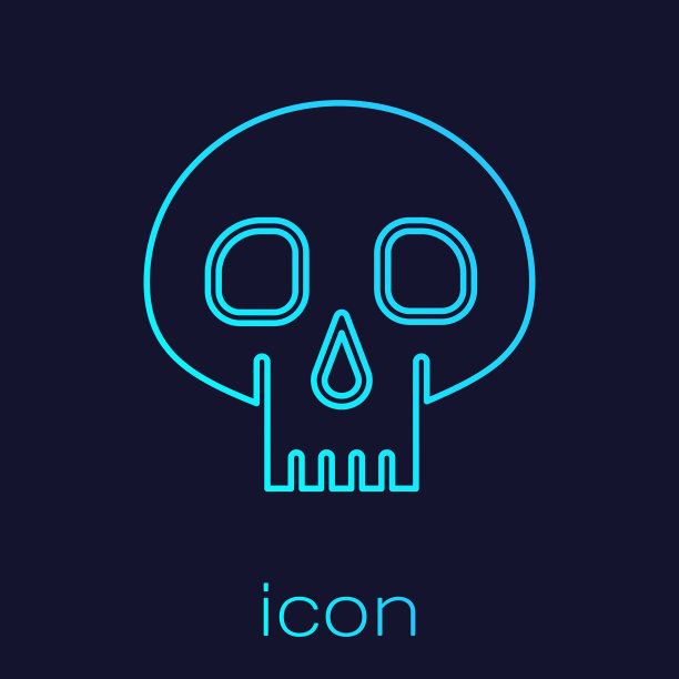 绿松石线头骨图标孤立在蓝色图片下载