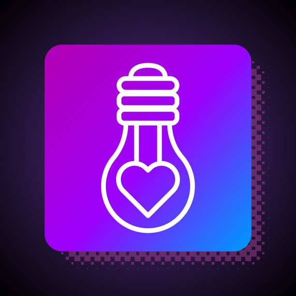 白色线心形灯泡图标图片下载