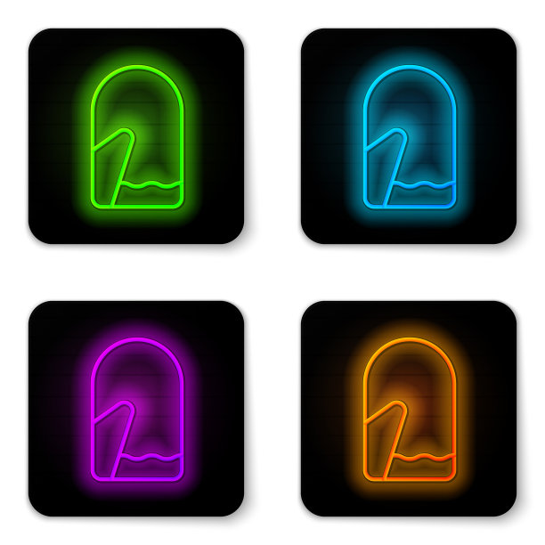 发光的霓虹灯线圣诞手套图标孤立图片下载