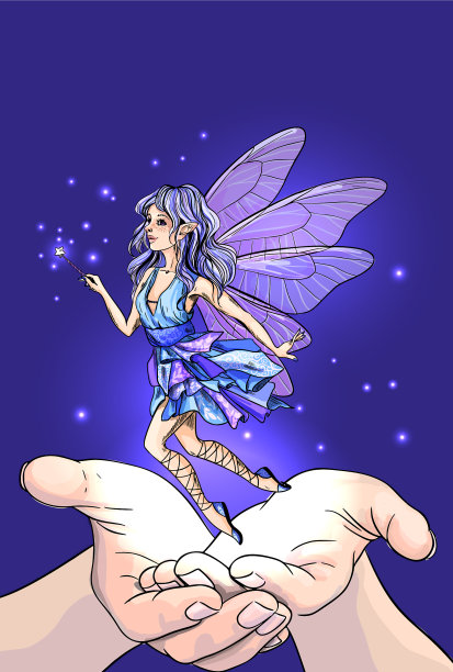 手释放可爱的仙女与魔术棒图片下载