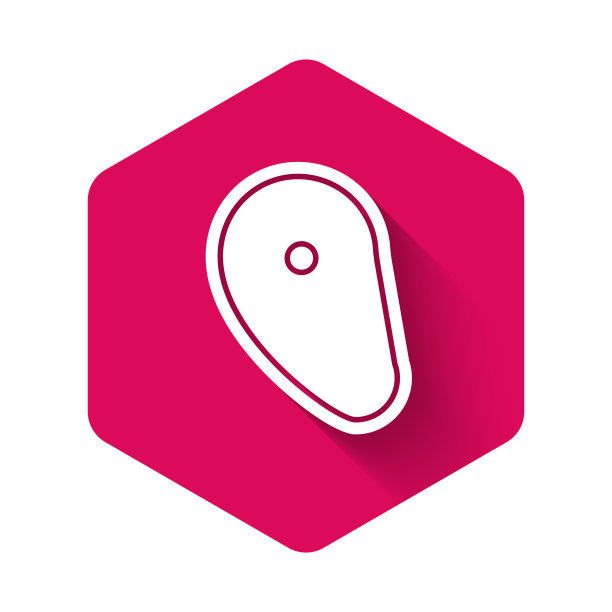 白色牛排肉图标孤立与长影子图片下载