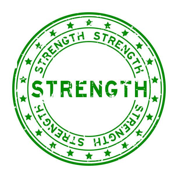 Grunge绿色强度字圆形橡胶印章印章上的白色背景图片下载