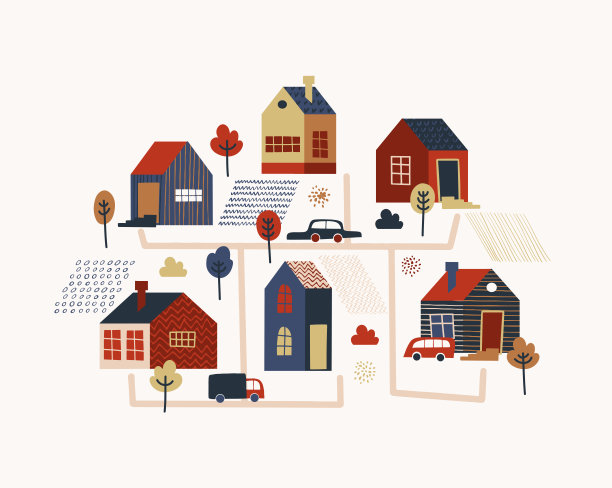 抽象城市景观插图图片下载