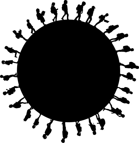 黑色孩子的剪影，概念插图。图片下载