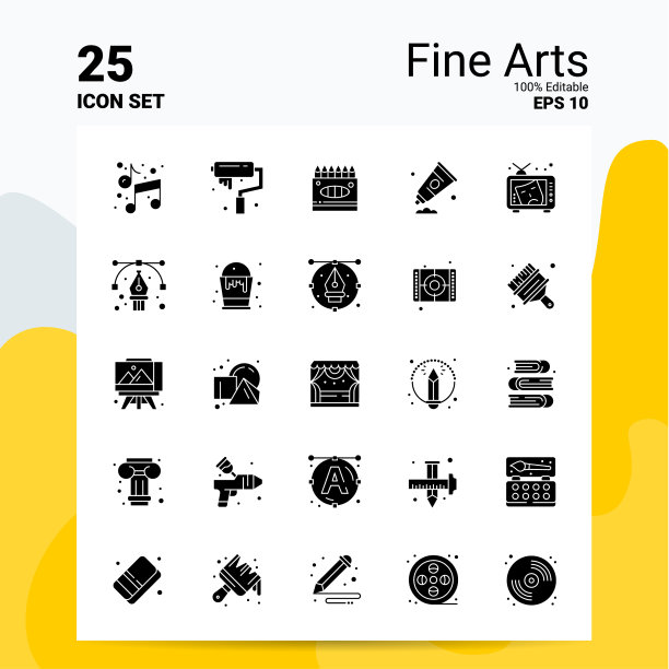 25美术图标设置100可编辑eps 10文件图片下载