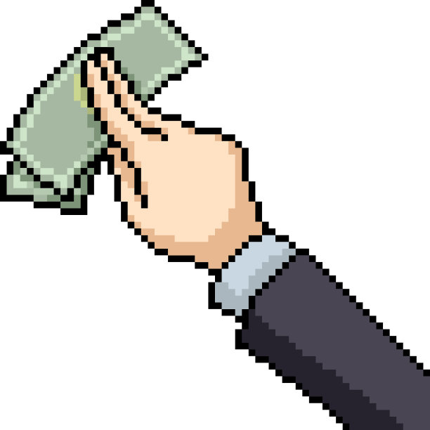 矢量像素艺术孤立钱手图片下载