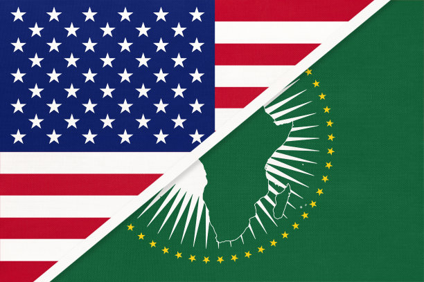 美国或美国和非洲联盟的国旗纺织品。图片下载