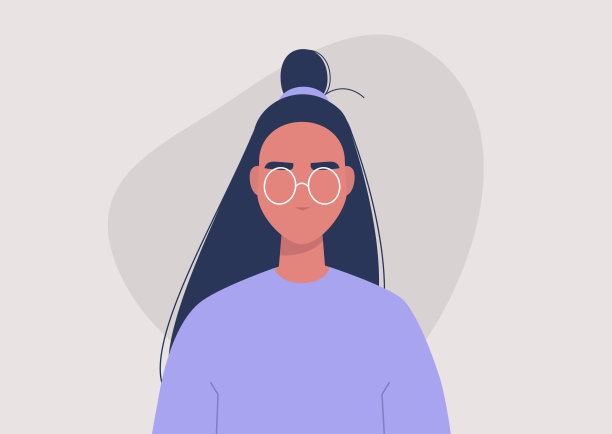 一个女孩的肖像，头上梳着一个发髻图片下载