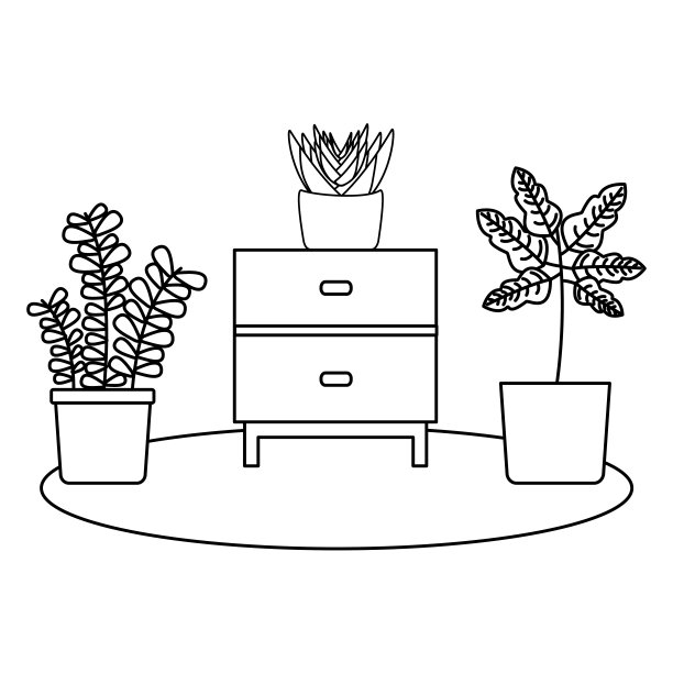 花盆内部和家具矢量设计图片下载