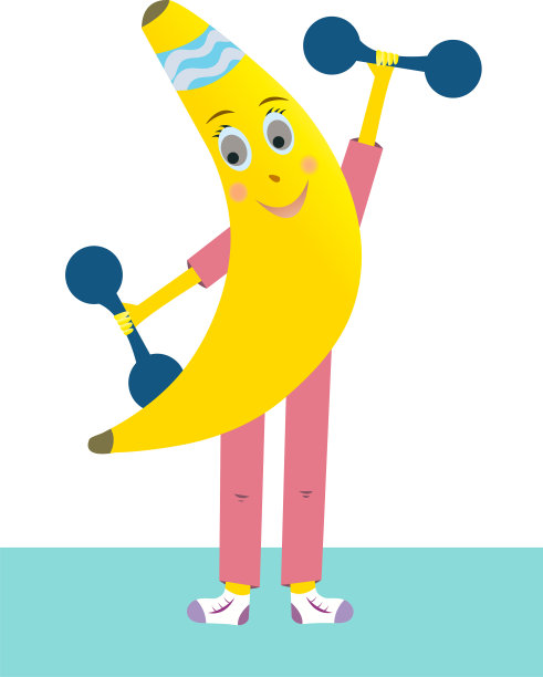 矢量香蕉举起哑铃图片下载