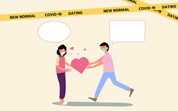 年轻情侣约会时戴医用口罩图片下载