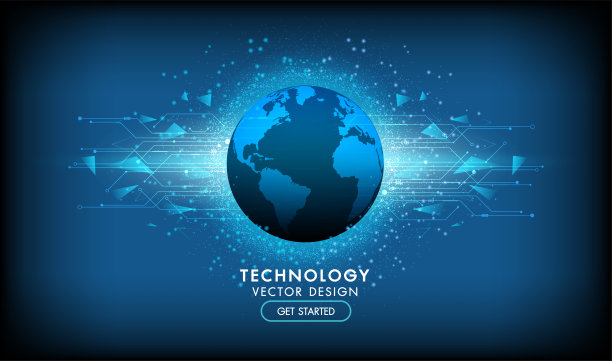 高科技传播概念、技术、数字商业、创新、科幻场景矢量插画与复制空间。图片下载