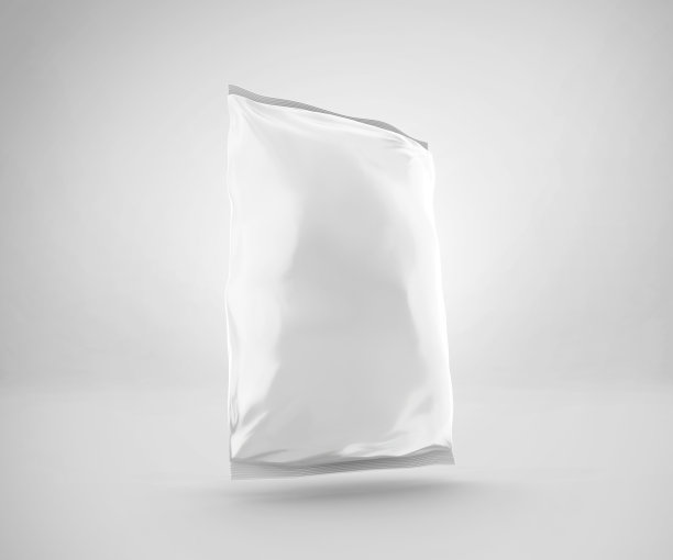 空白塑料零食袋模型，白色薯片容器，3d渲染隔离在光背景图片下载