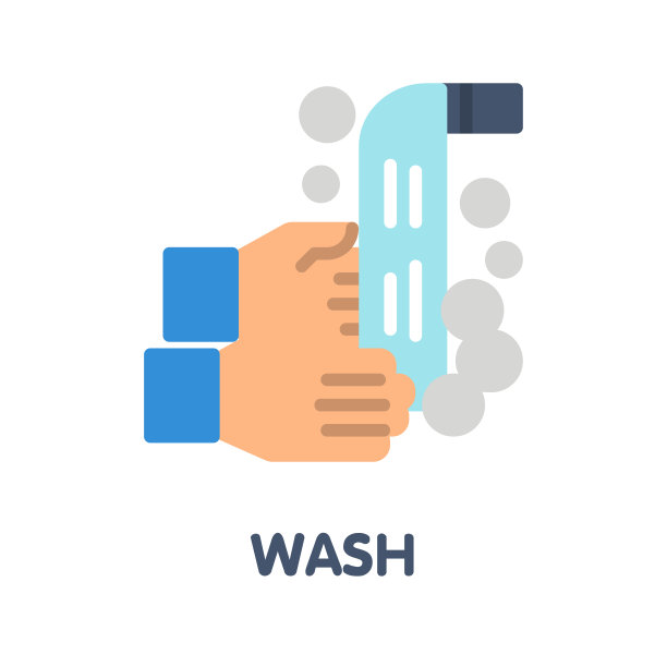 洗手平图标风格设计插图上的白色背景图片下载