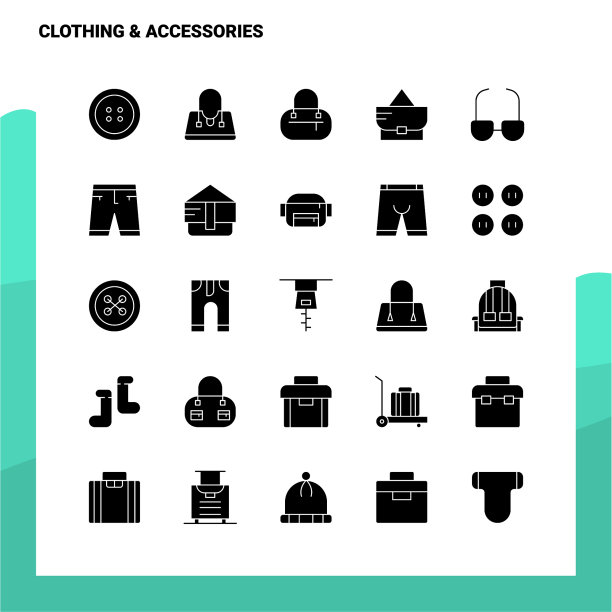 25服装配件图标设置立体字形图片下载