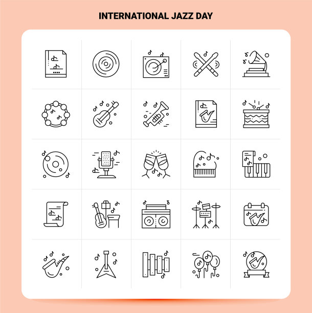 大纲25国际爵士日图标设定线图片下载