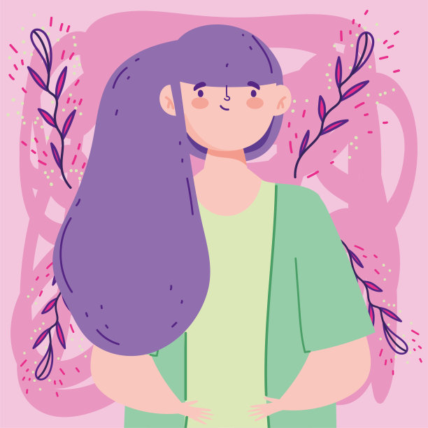 阿凡达女人紫色头发矢量设计图片下载