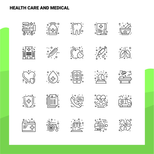 设置医疗保健和医疗线图标设置25图片下载