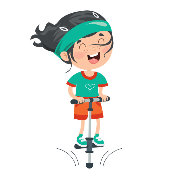 有趣的孩子玩弹簧单高跷图片下载