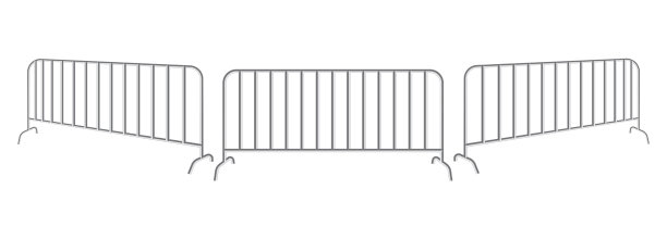 便携式钢栅栏隔离在白色背景。图片下载