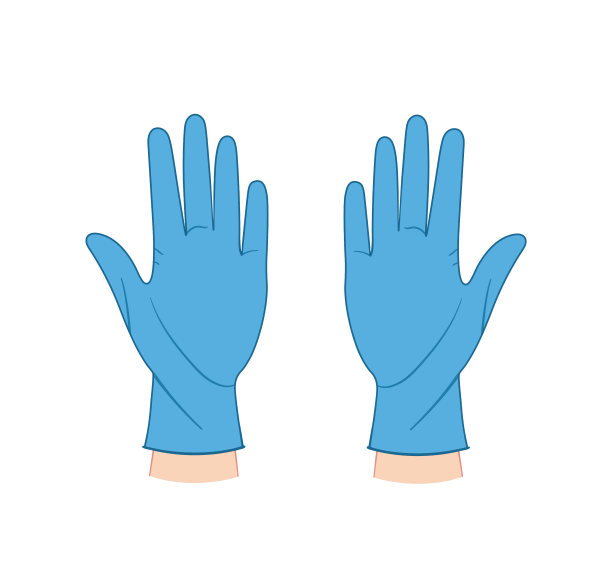 手戴医用手套。矢量平面风格插图孤立的白色背景图片下载