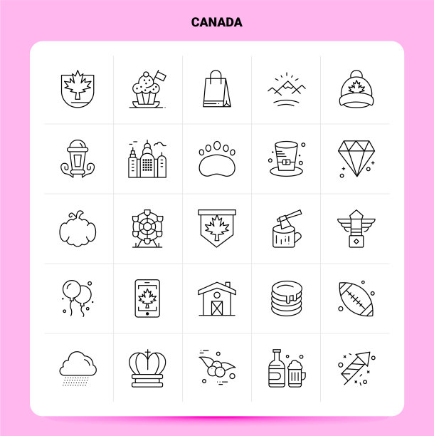 轮廓25加拿大图标设置线条风格设计图片下载
