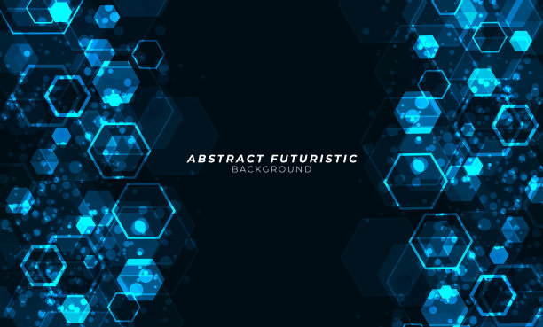抽象背景与六边形。未来主义背景，抽象艺术墙纸。素材图片