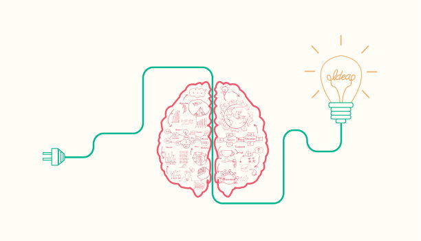 头脑风暴创意概念，图标商业计划数据，创新和解决方案，与灯泡，大脑，矢量插图。图片下载