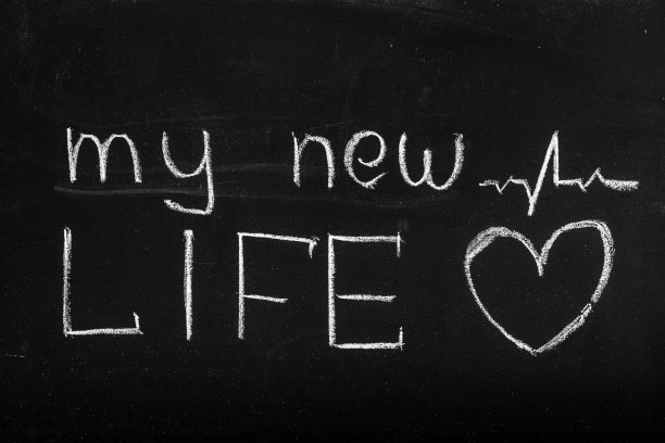 黑板短信我的新生活。世界概念设计心脏日图片下载