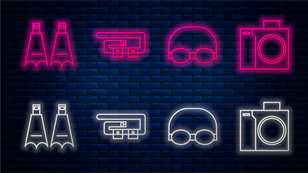 设绳索潜水带、眼镜和泳帽图片下载