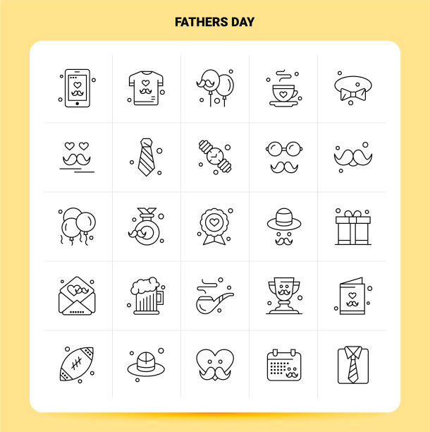 勾勒25个父亲节图标集线条风格设计图片下载
