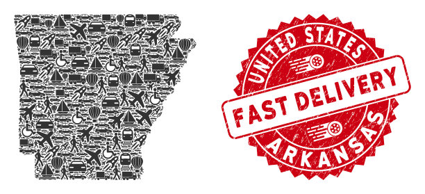 投递拼贴阿肯色州地图与垃圾图片下载