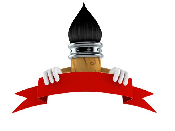 带有空白横幅的笔刷字符图片下载