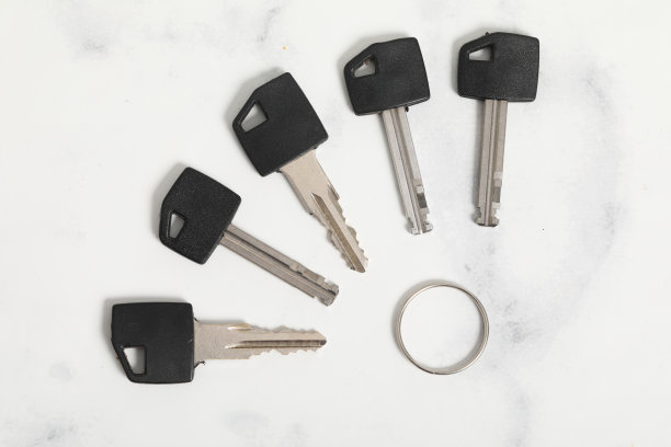 一对孤立在白色背景上的键图片下载