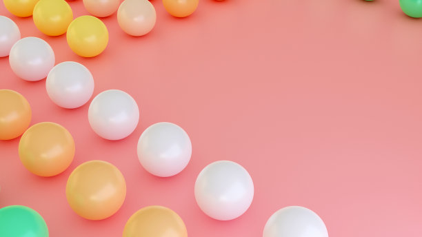 彩色光泽弹珠球褪色的粉红色背景3d插图图片下载