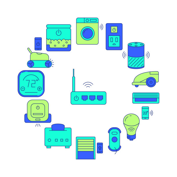 物联网圆形海报模板在线条风格图片下载