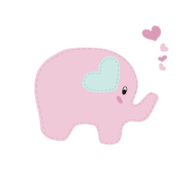 矢量元素，可爱的小象与装饰拼接的孩子与心图片下载