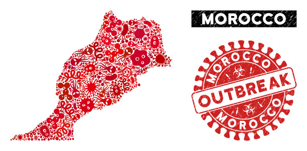 感染拼贴摩洛哥地图与垃圾爆发图片下载