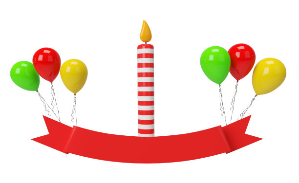 蜡烛与气球和空白文本区图片下载