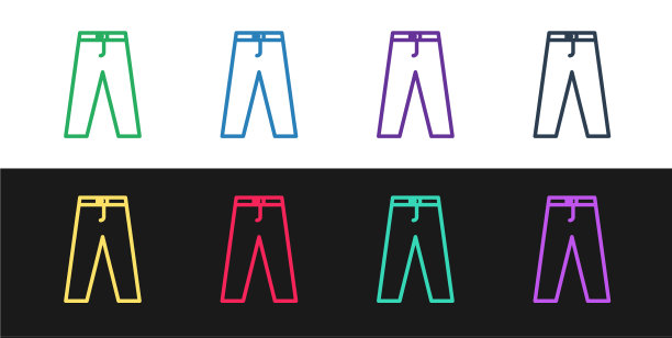 设置线裤图标隔离在黑色和白色图片下载