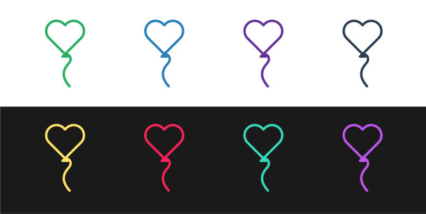 用丝带将气球系成心形图片下载