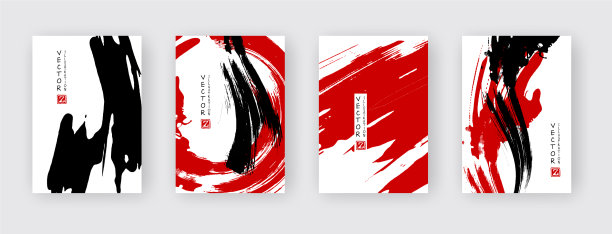 黑色和红色的抽象设计集墨水油漆图片下载