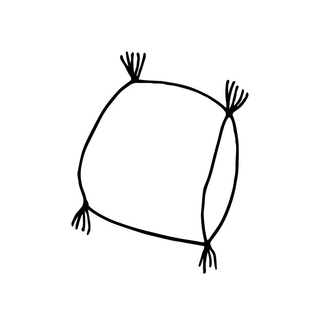 带有流苏的波西米亚风格枕头。手绘涂鸦。向量斯堪的纳维亚单色极简主义。单元素的卡片，海报，贴纸，舒适的家，hygge图片下载