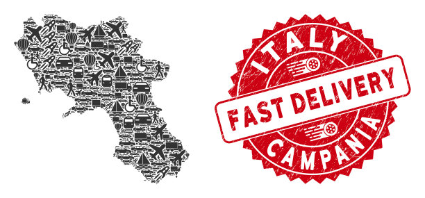 投递拼贴坎帕尼亚地区地图与垃圾图片下载